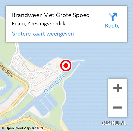 Locatie op kaart van de 112 melding: Brandweer Met Grote Spoed Naar Edam, Zeevangszeedijk op 17 juli 2022 21:39