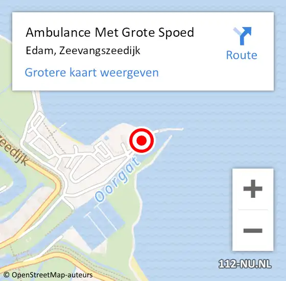 Locatie op kaart van de 112 melding: Ambulance Met Grote Spoed Naar Edam, Zeevangszeedijk op 17 juli 2022 21:40