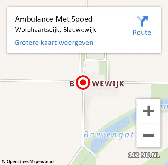 Locatie op kaart van de 112 melding: Ambulance Met Spoed Naar Wolphaartsdijk, Blauwewijk op 23 juli 2014 14:42