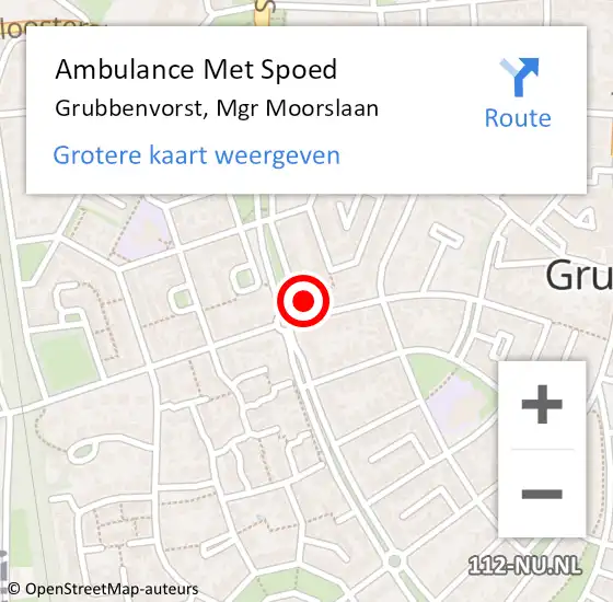 Locatie op kaart van de 112 melding: Ambulance Met Spoed Naar Grubbenvorst, Mgr Moorslaan op 23 juli 2014 14:43