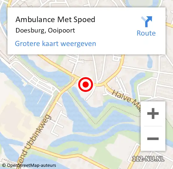 Locatie op kaart van de 112 melding: Ambulance Met Spoed Naar Doesburg, Ooipoort op 17 juli 2022 22:38