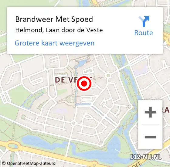 Locatie op kaart van de 112 melding: Brandweer Met Spoed Naar Helmond, Laan door de Veste op 17 juli 2022 22:44