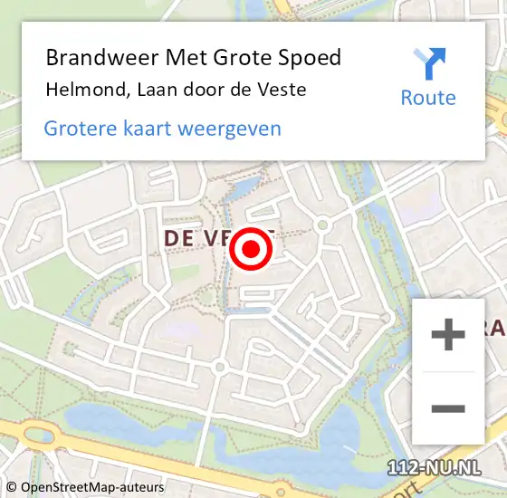 Locatie op kaart van de 112 melding: Brandweer Met Grote Spoed Naar Helmond, Laan door de Veste op 17 juli 2022 22:50