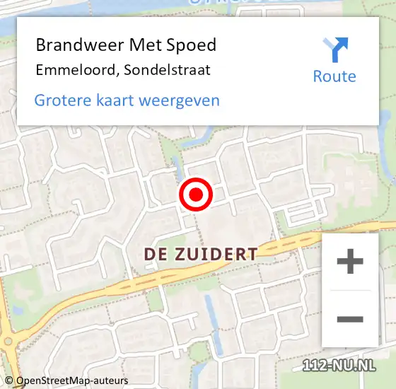 Locatie op kaart van de 112 melding: Brandweer Met Spoed Naar Emmeloord, Sondelstraat op 17 juli 2022 22:51