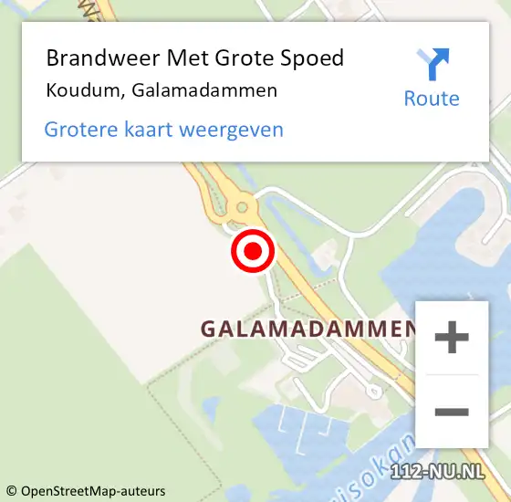 Locatie op kaart van de 112 melding: Brandweer Met Grote Spoed Naar Koudum, Galamadammen op 23 juli 2014 14:47