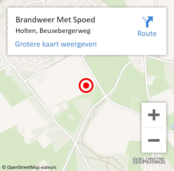 Locatie op kaart van de 112 melding: Brandweer Met Spoed Naar Holten, Beusebergerweg op 17 juli 2022 23:27