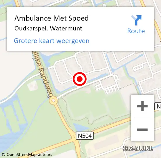 Locatie op kaart van de 112 melding: Ambulance Met Spoed Naar Oudkarspel, Watermunt op 17 juli 2022 23:30