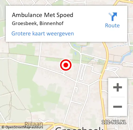 Locatie op kaart van de 112 melding: Ambulance Met Spoed Naar Groesbeek, Binnenhof op 17 juli 2022 23:32