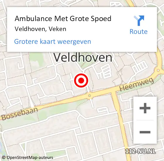 Locatie op kaart van de 112 melding: Ambulance Met Grote Spoed Naar Veldhoven, Veken op 23 juli 2014 14:48