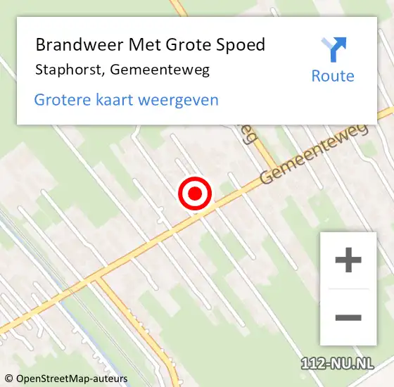 Locatie op kaart van de 112 melding: Brandweer Met Grote Spoed Naar Staphorst, Gemeenteweg op 18 juli 2022 00:02