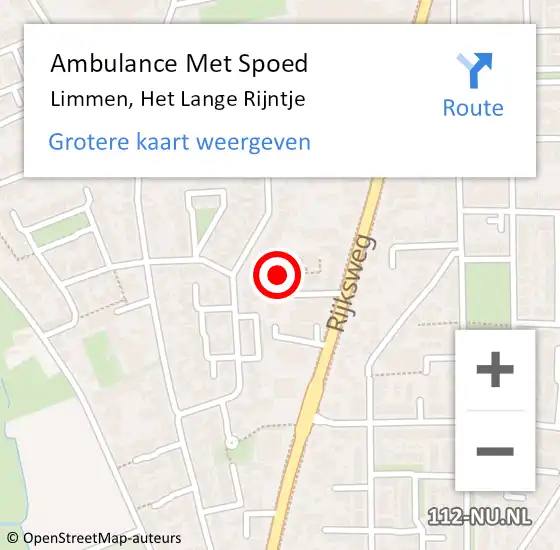 Locatie op kaart van de 112 melding: Ambulance Met Spoed Naar Limmen, Het Lange Rijntje op 18 juli 2022 00:27