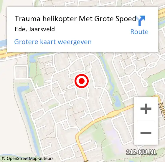 Locatie op kaart van de 112 melding: Trauma helikopter Met Grote Spoed Naar Ede, Jaarsveld op 18 juli 2022 00:28