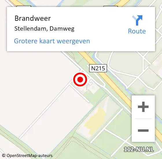 Locatie op kaart van de 112 melding: Brandweer Stellendam, Damweg op 18 juli 2022 00:47