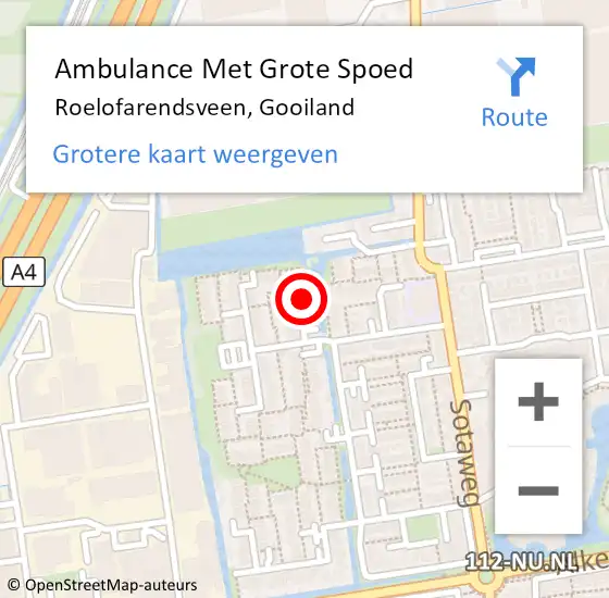 Locatie op kaart van de 112 melding: Ambulance Met Grote Spoed Naar Roelofarendsveen, Gooiland op 18 juli 2022 01:00