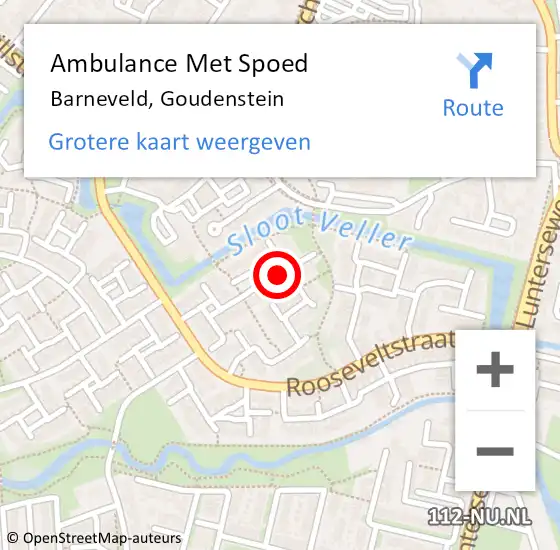 Locatie op kaart van de 112 melding: Ambulance Met Spoed Naar Barneveld, Goudenstein op 18 juli 2022 01:15