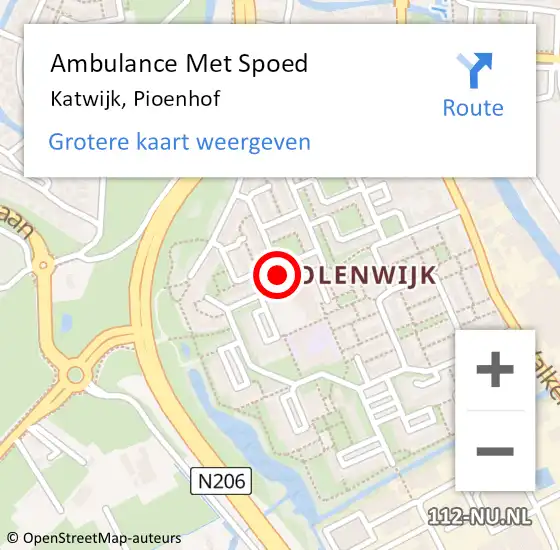 Locatie op kaart van de 112 melding: Ambulance Met Spoed Naar Katwijk, Pioenhof op 18 juli 2022 02:13