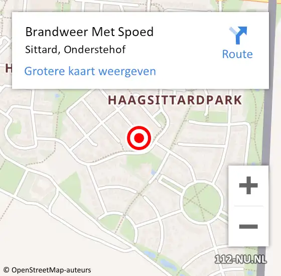 Locatie op kaart van de 112 melding: Brandweer Met Spoed Naar Sittard, Onderstehof op 18 juli 2022 03:31