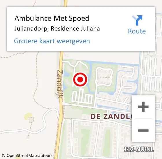 Locatie op kaart van de 112 melding: Ambulance Met Spoed Naar Julianadorp, Residence Juliana op 18 juli 2022 04:27