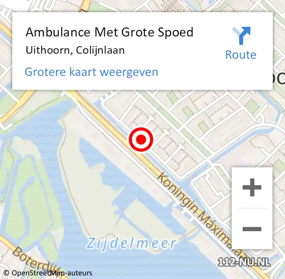 Locatie op kaart van de 112 melding: Ambulance Met Grote Spoed Naar Uithoorn, Colijnlaan op 18 juli 2022 05:46