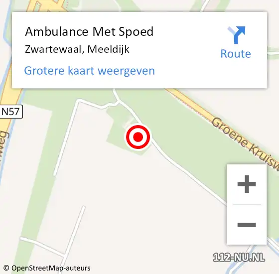 Locatie op kaart van de 112 melding: Ambulance Met Spoed Naar Zwartewaal, Meeldijk op 18 juli 2022 07:16