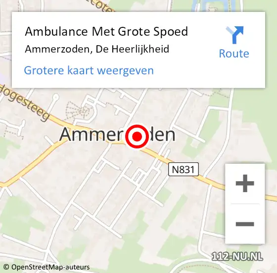 Locatie op kaart van de 112 melding: Ambulance Met Grote Spoed Naar Ammerzoden, De Heerlijkheid op 18 juli 2022 07:24