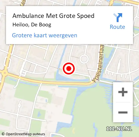 Locatie op kaart van de 112 melding: Ambulance Met Grote Spoed Naar Heiloo, De Boog op 18 juli 2022 07:33