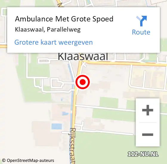 Locatie op kaart van de 112 melding: Ambulance Met Grote Spoed Naar Klaaswaal, Parallelweg op 18 juli 2022 07:49