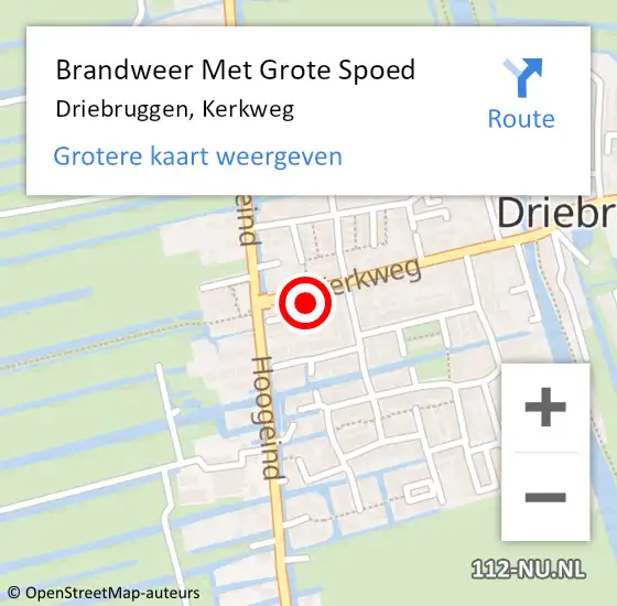 Locatie op kaart van de 112 melding: Brandweer Met Grote Spoed Naar Driebruggen, Kerkweg op 23 juli 2014 15:06