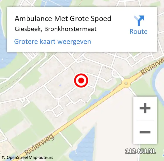 Locatie op kaart van de 112 melding: Ambulance Met Grote Spoed Naar Giesbeek, Bronkhorstermaat op 18 juli 2022 08:04