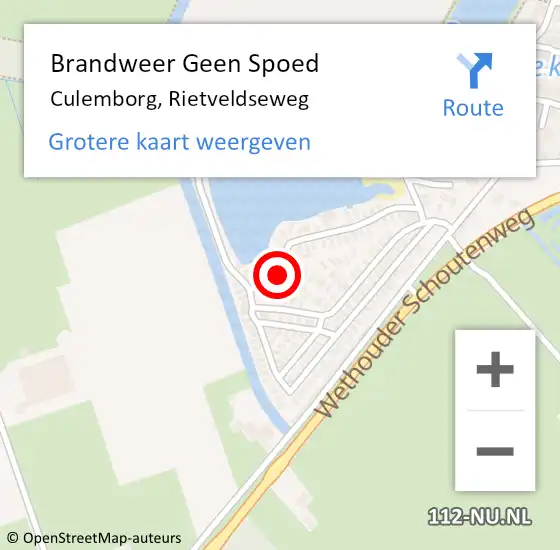 Locatie op kaart van de 112 melding: Brandweer Geen Spoed Naar Culemborg, Rietveldseweg op 18 juli 2022 08:33