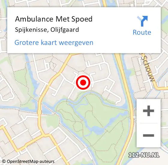 Locatie op kaart van de 112 melding: Ambulance Met Spoed Naar Spijkenisse, Olijfgaard op 18 juli 2022 09:10