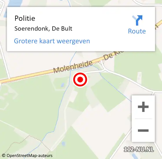 Locatie op kaart van de 112 melding: Politie Soerendonk, De Bult op 18 juli 2022 09:17