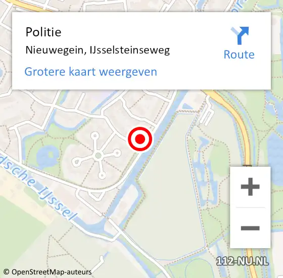 Locatie op kaart van de 112 melding: Politie Nieuwegein, IJsselsteinseweg op 18 juli 2022 09:41