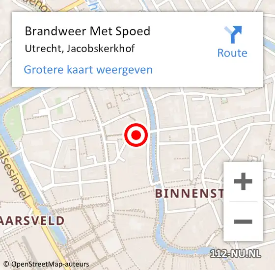 Locatie op kaart van de 112 melding: Brandweer Met Spoed Naar Utrecht, Jacobskerkhof op 18 juli 2022 09:41