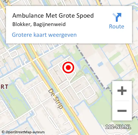 Locatie op kaart van de 112 melding: Ambulance Met Grote Spoed Naar Blokker, Bagijnenweid op 18 juli 2022 10:01