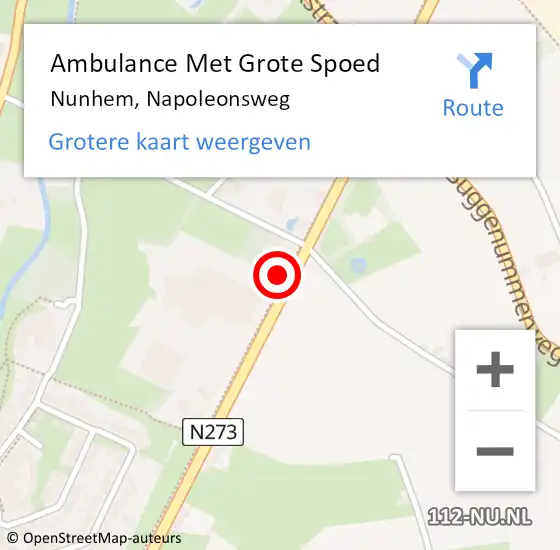 Locatie op kaart van de 112 melding: Ambulance Met Grote Spoed Naar Nunhem, Napoleonsweg op 18 juli 2022 10:01
