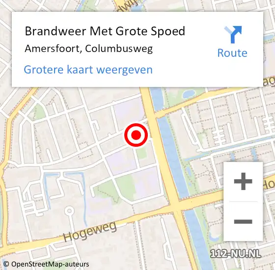 Locatie op kaart van de 112 melding: Brandweer Met Grote Spoed Naar Amersfoort, Columbusweg op 18 juli 2022 10:02