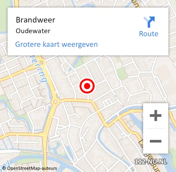 Locatie op kaart van de 112 melding: Brandweer Oudewater op 18 juli 2022 10:07