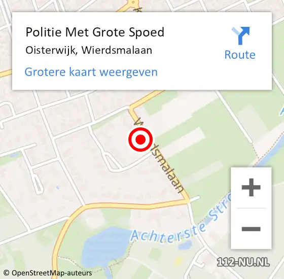 Locatie op kaart van de 112 melding: Politie Met Grote Spoed Naar Oisterwijk, Wierdsmalaan op 18 juli 2022 10:45