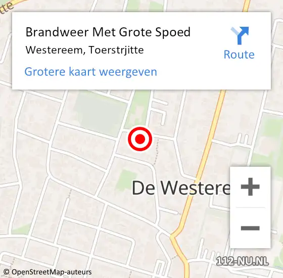 Locatie op kaart van de 112 melding: Brandweer Met Grote Spoed Naar Westereem, Toerstrjitte op 18 juli 2022 10:46