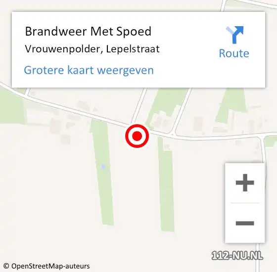 Locatie op kaart van de 112 melding: Brandweer Met Spoed Naar Vrouwenpolder, Lepelstraat op 18 juli 2022 10:47