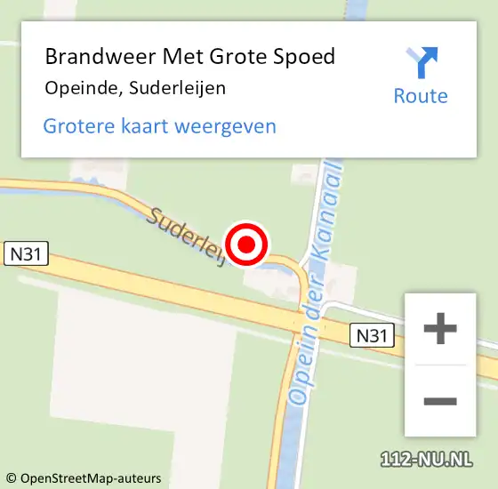 Locatie op kaart van de 112 melding: Brandweer Met Grote Spoed Naar Opeinde, Suderleijen op 18 juli 2022 11:00