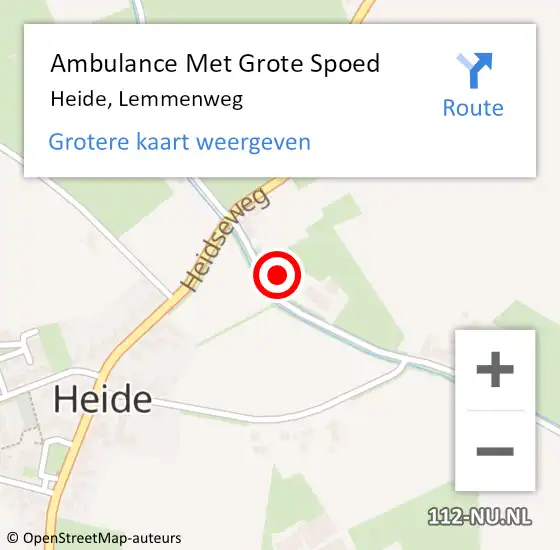 Locatie op kaart van de 112 melding: Ambulance Met Grote Spoed Naar Heide, Lemmenweg op 23 juli 2014 15:22