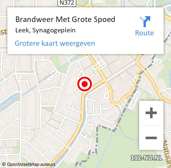 Locatie op kaart van de 112 melding: Brandweer Met Grote Spoed Naar Leek, Synagogeplein op 18 juli 2022 11:10