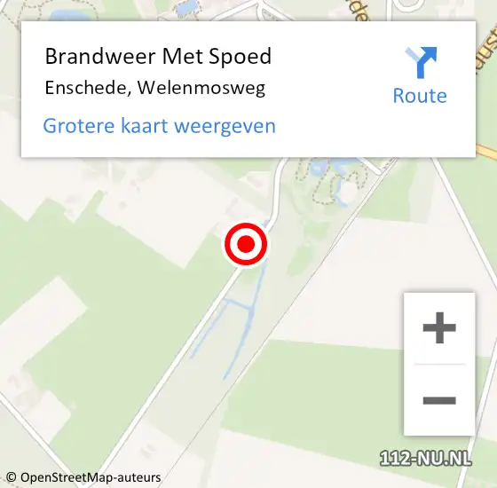 Locatie op kaart van de 112 melding: Brandweer Met Spoed Naar Enschede, Welenmosweg op 18 juli 2022 11:15