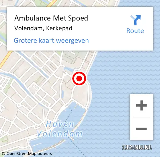 Locatie op kaart van de 112 melding: Ambulance Met Spoed Naar Volendam, Kerkepad op 23 juli 2014 15:26