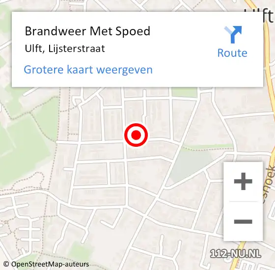 Locatie op kaart van de 112 melding: Brandweer Met Spoed Naar Ulft, Lijsterstraat op 18 juli 2022 11:20