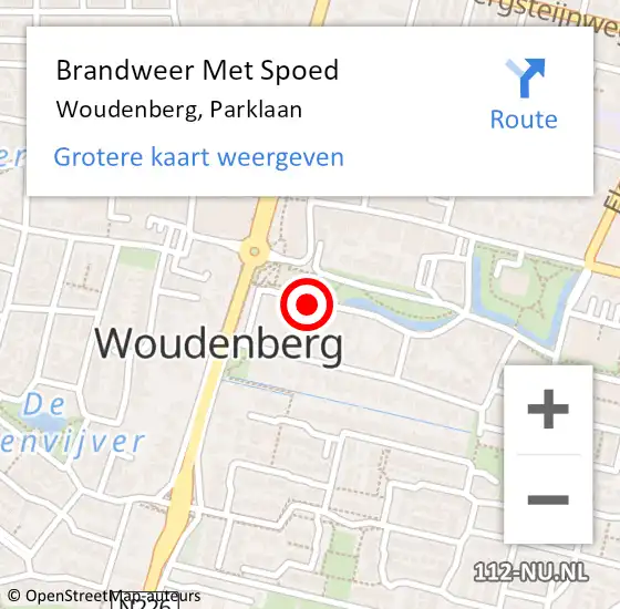 Locatie op kaart van de 112 melding: Brandweer Met Spoed Naar Woudenberg, Parklaan op 18 juli 2022 11:24