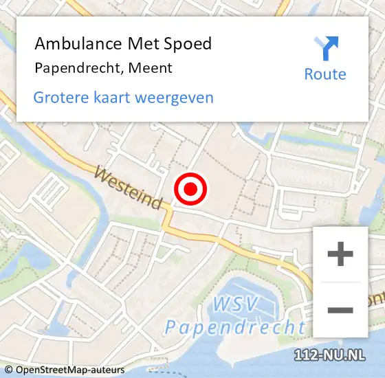 Locatie op kaart van de 112 melding: Ambulance Met Spoed Naar Papendrecht, Meent op 18 juli 2022 11:42
