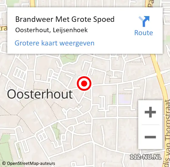 Locatie op kaart van de 112 melding: Brandweer Met Grote Spoed Naar Oosterhout, Leijsenhoek op 18 juli 2022 11:47